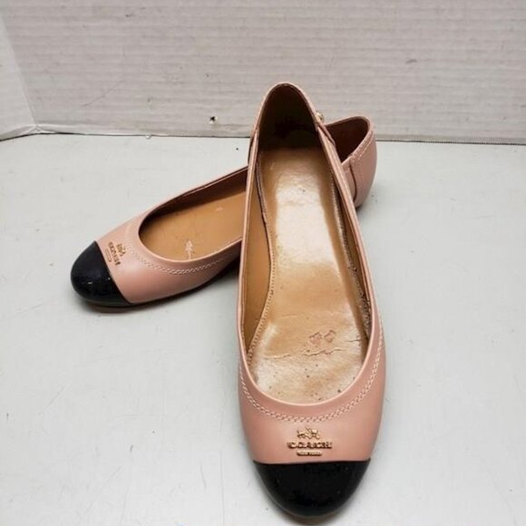 Coach Chelsea Matte/Patent Leather Ballet Flats Warm Blush & Black Size 6 w/ BOX - Picture 2 of 5